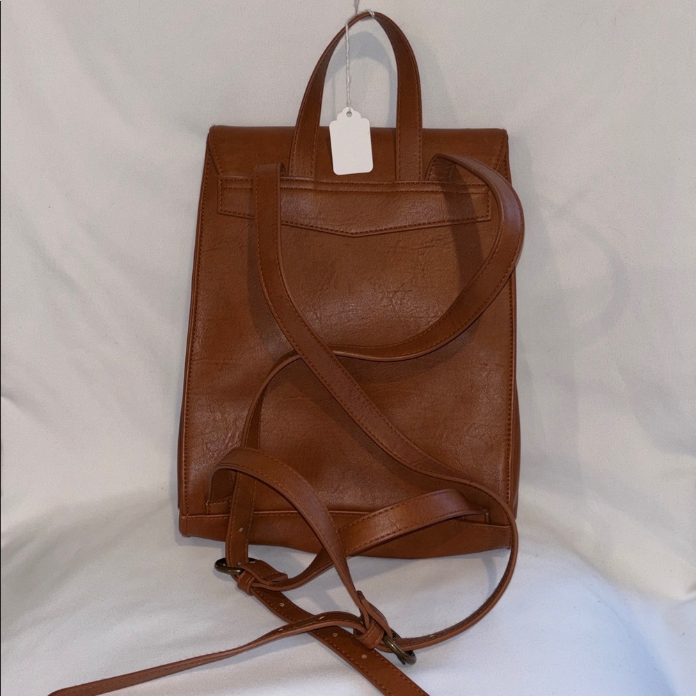 Universal thread Brown Leather Backpack with Tass… - image 2
